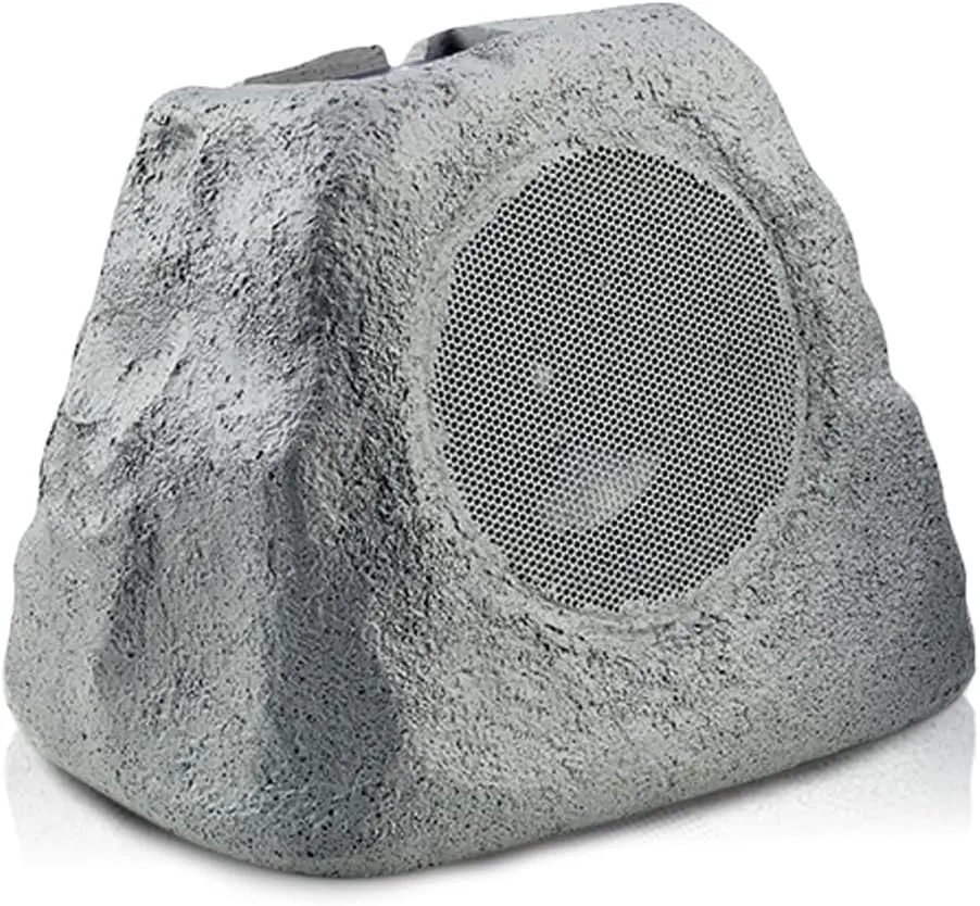 iHome IHRK-500LTMS Solar Powered Rechargeable Battery Powered Wireless All Weather 30W Watt Pool Garden Outdoor Rock Speaker with Multi Link Surround Sound Technology
