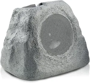 iHome IHRK-500LTMS Solar Powered Rechargeable Battery Powered Wireless All Weather 30W Watt Pool Garden Outdoor Rock Speaker with Multi Link Surround Sound Technology