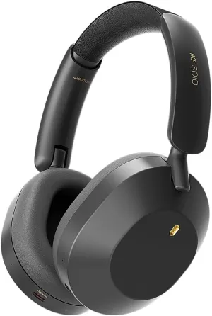 iKF-Solo Active Noise Cancelling Headphones Bluetooth 5.3 Wireless Over Ear Headphones, 130H Playtime, Hi-Res Audio, Support Wired Wireless Connection Custom EQ via App for Travel, Office (All-Black)