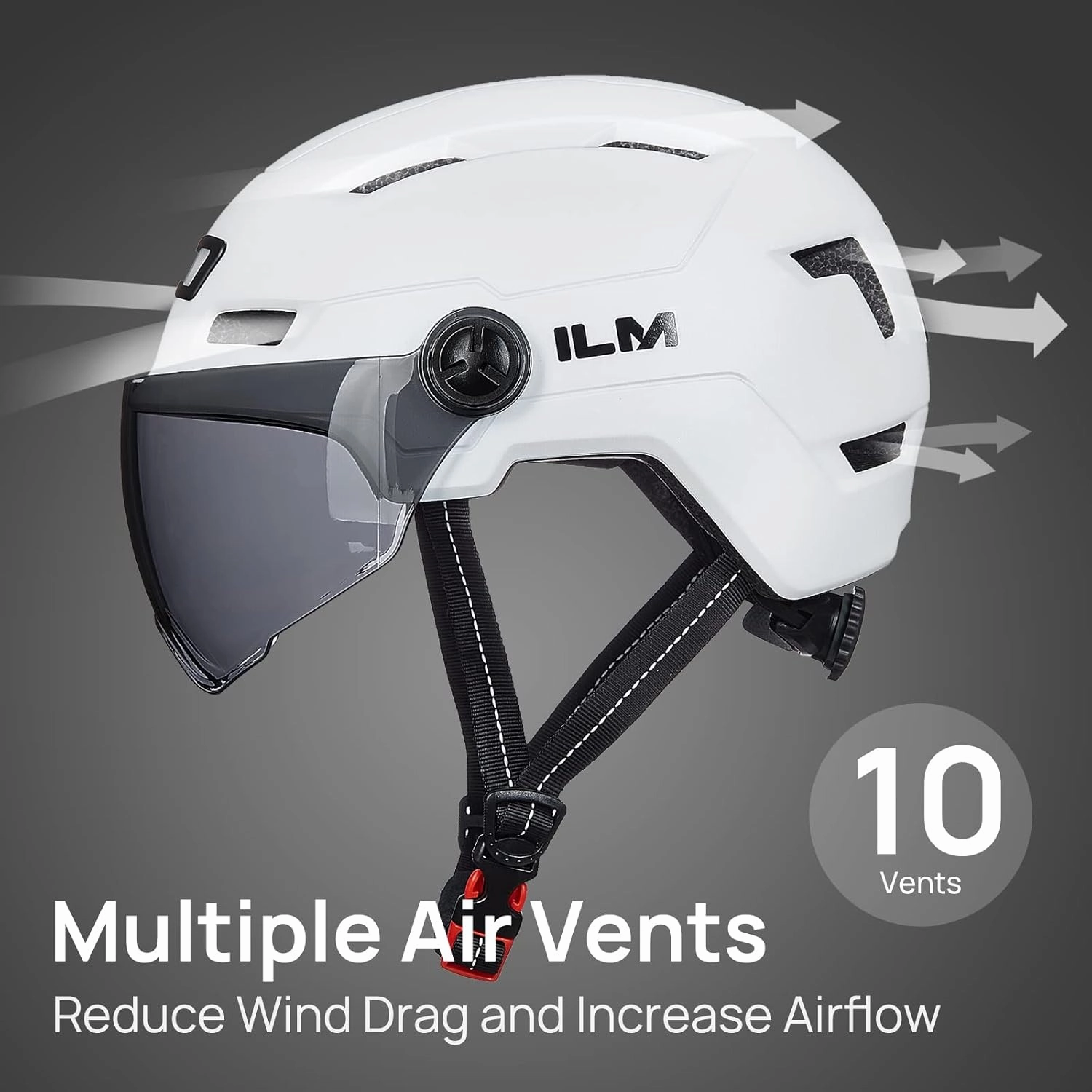 ILM Adult Bike Helmet with USB Rechargeable LED Front and Back Light Mountain&Road Bicycle Helmets for Men Women Removable Goggle Cycling Helmet E3-10L