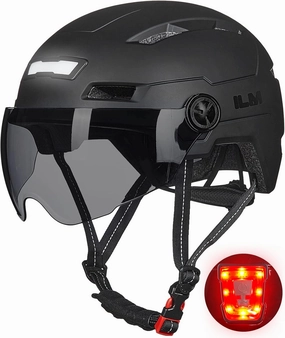 ILM Adult Bike Helmet with USB Rechargeable LED Front and Back Light Mountain&Road Bicycle Helmets for Men Women Removable Goggle Cycling Helmet E3-10L