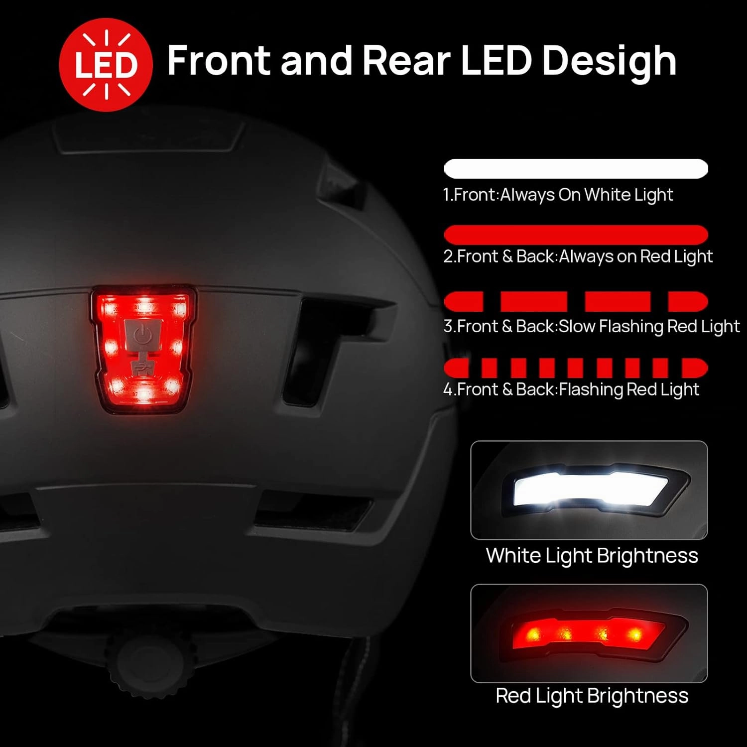 ILM Adult Bike Helmet with USB Rechargeable LED Front and Back Light Mountain&Road Bicycle Helmets for Men Women Removable Goggle Cycling Helmet E3-10L