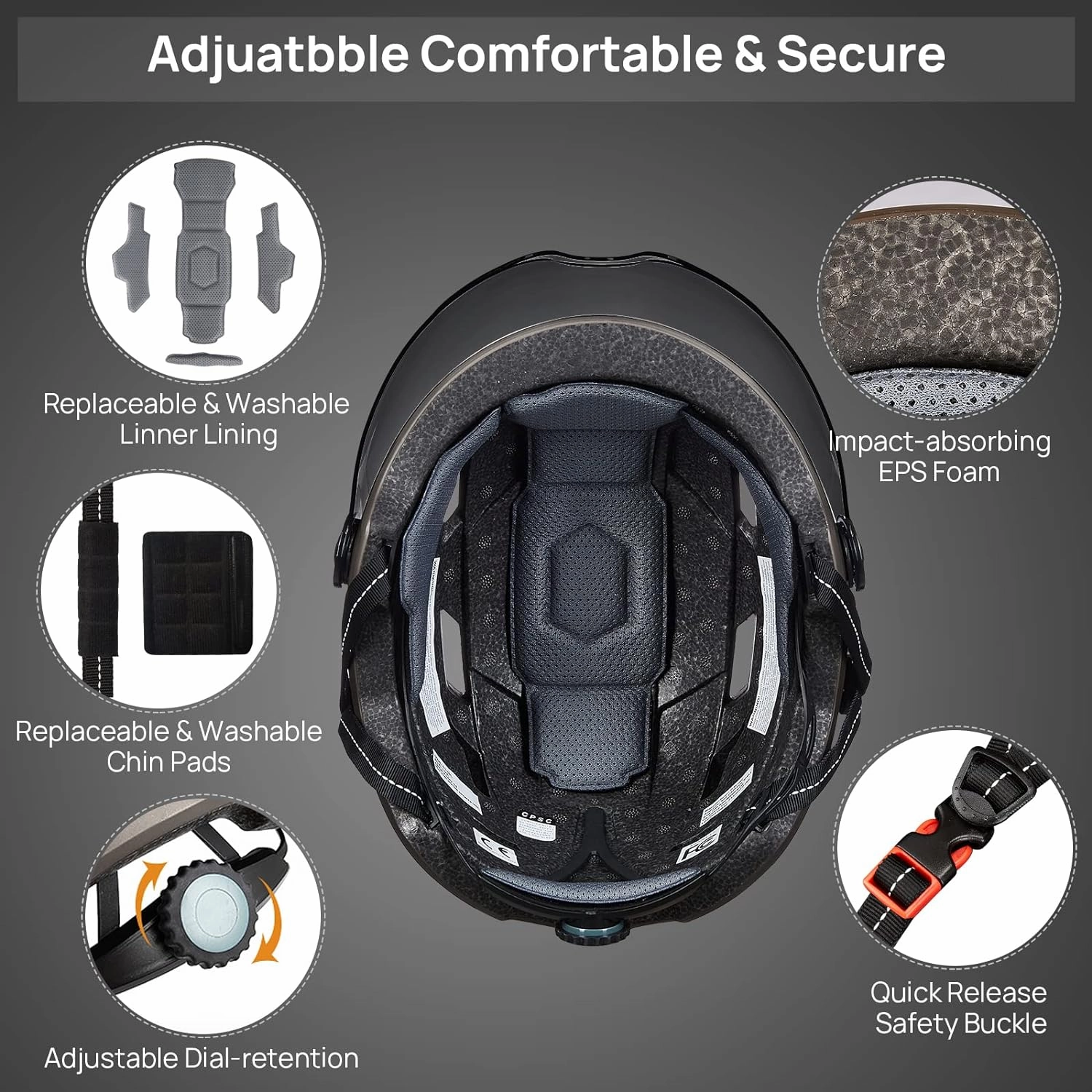 ILM Adult Bike Helmet with USB Rechargeable LED Front and Back Light Mountain&Road Bicycle Helmets for Men Women Removable Goggle Cycling Helmet E3-10L