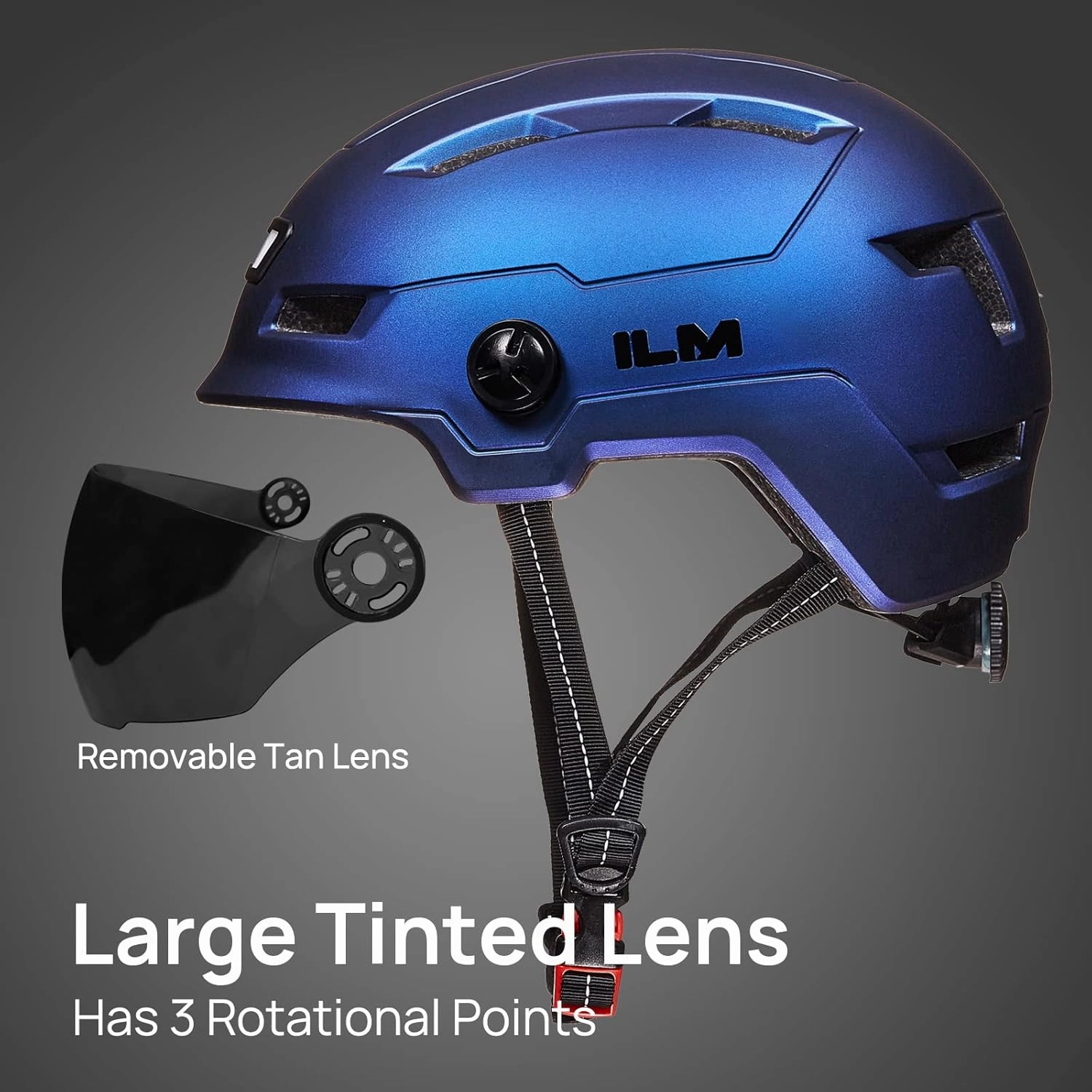 ILM Adult Bike Helmet with USB Rechargeable LED Front and Back Light Mountain&Road Bicycle Helmets for Men Women Removable Goggle Cycling Helmet E3-10L