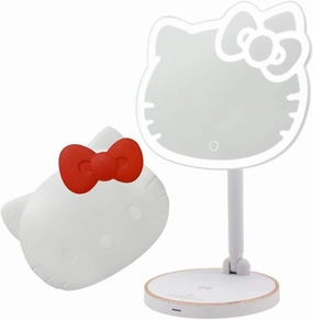 Impressions Hello Kitty Rechargeable Makeup Mirror Bundle, Girls Vanity Mirror Set Adjustable LED Strip Light and Elegant Compact Pocket Beauty Mirror
