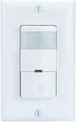 Intermatic iOS-DOV-WH Commercial Grade in-Wall PIR Occupancy/Vacancy Sensor - 180º Coverage, Adjustable Ambient Light Sensor - White, Energy-Efficient Automation, Zero-Crossing Technology