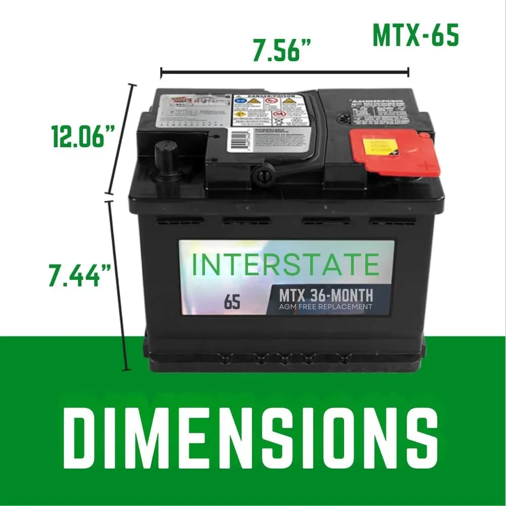 Interstate Batteries Automotive Battery 12V 68Ah (Group Size 65) 750CCA SLI AGM Auto Battery Replacement for Cars, SUVs, Sedans, Trucks (MTX-65)