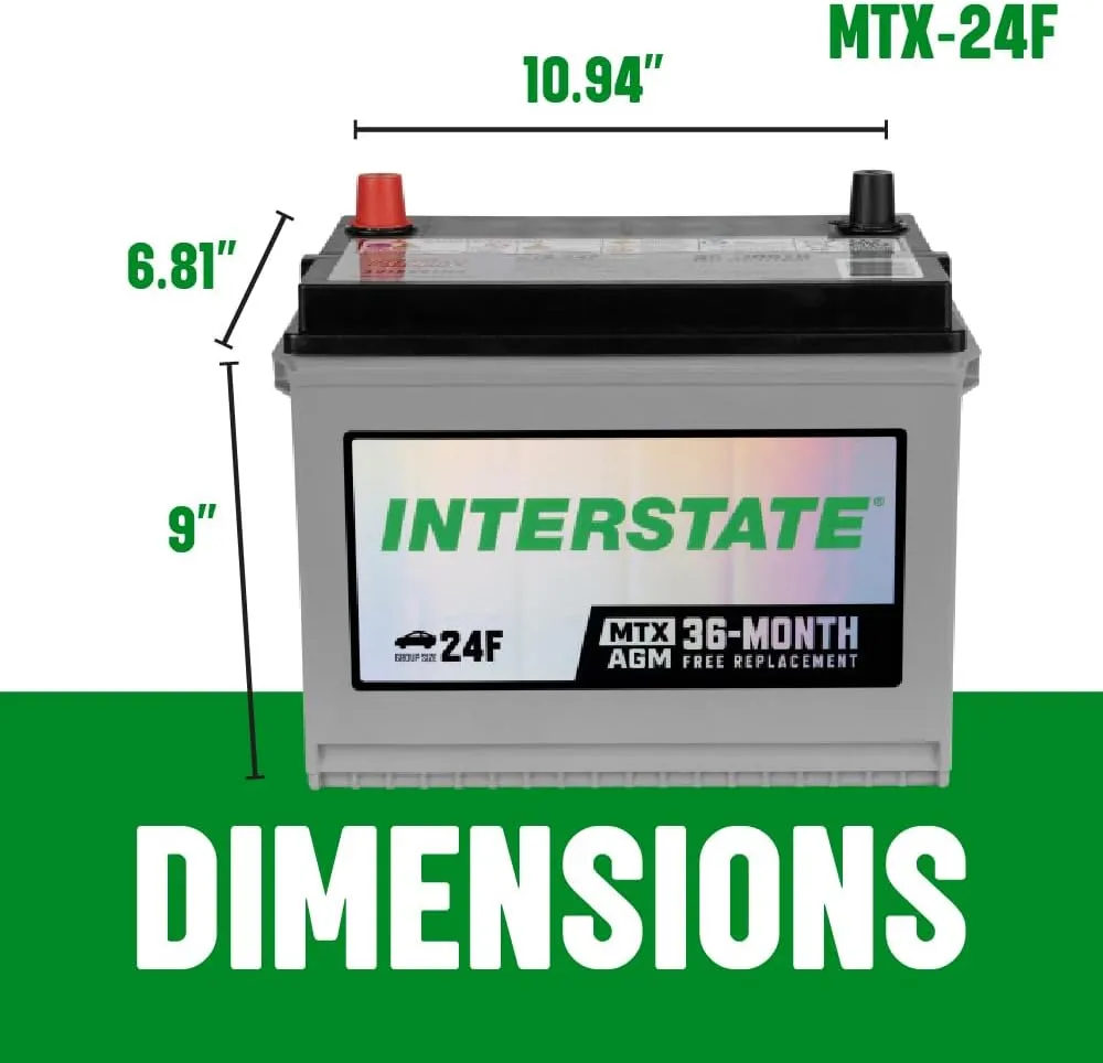 Interstate Batteries Automotive Battery 12V 70Ah (Group Size 24F) 710CCA SLI AGM Auto Battery Replacement for Cars, SUVs, Sedans, Trucks (MTX-24F)