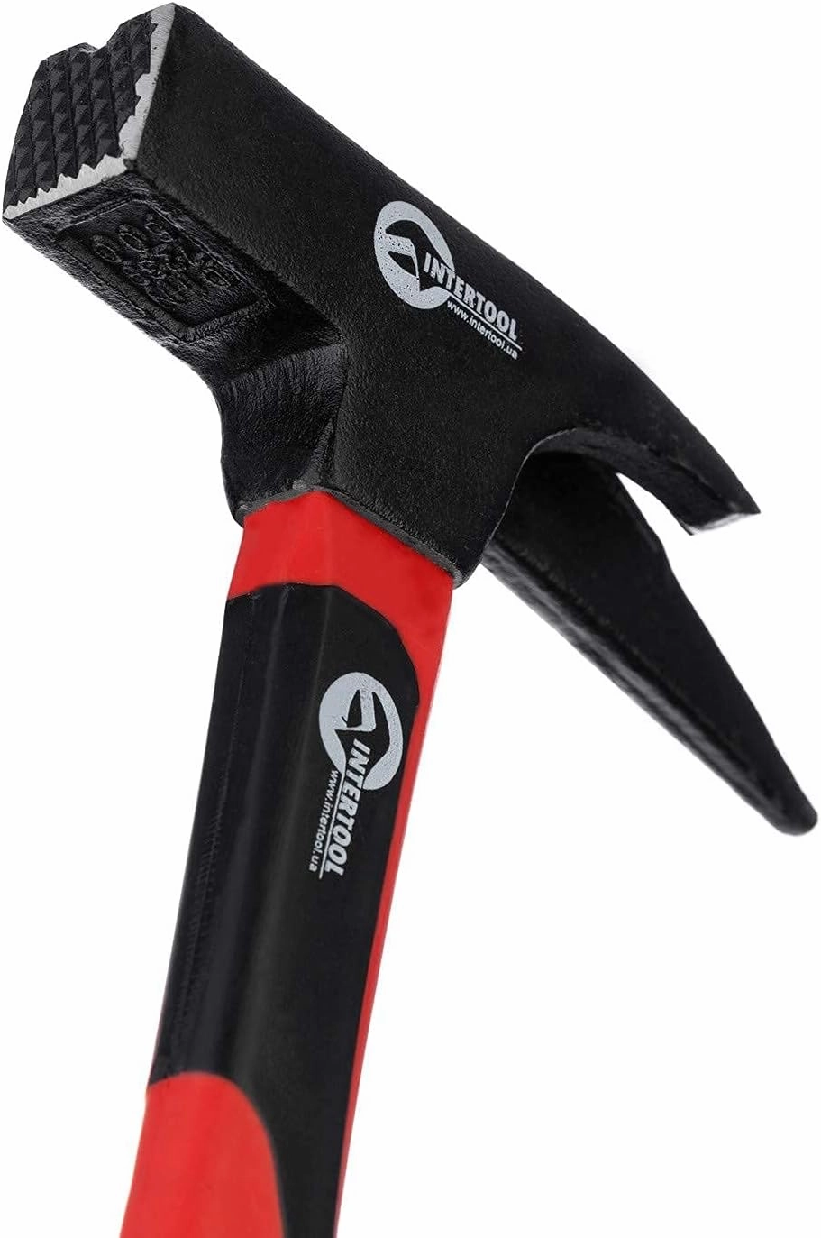 INTERTOOL Roofing Hammer, Magnetic Nail Starter, Milled Latthammer, 21 oz., 13” Fiberglass Handle HT-0230