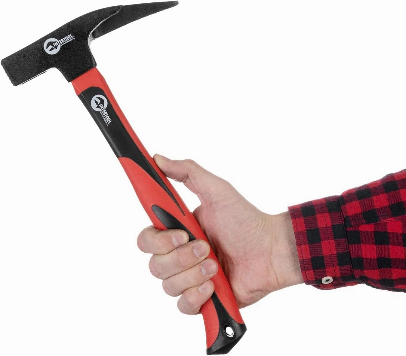 INTERTOOL Roofing Hammer, Magnetic Nail Starter, Milled Latthammer, 21 oz., 13” Fiberglass Handle HT-0230