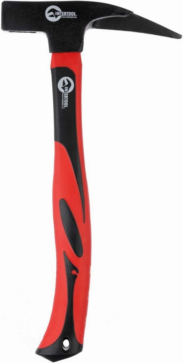 INTERTOOL Roofing Hammer, Magnetic Nail Starter, Milled Latthammer, 21 oz., 13” Fiberglass Handle HT-0230