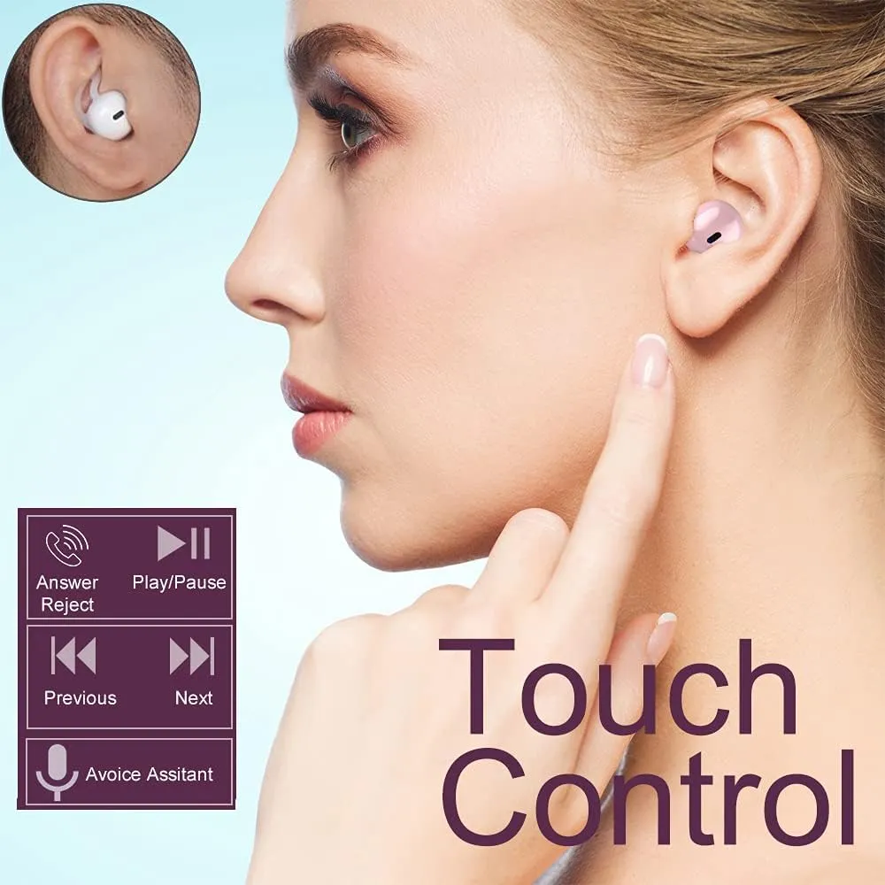 Invisible Wireless Earbuds Bluetooth Mini Size, Semi-in-Ear Ear Buds for Small Ear Canals, Clear Sound for Work, Home, Music, Audiobooks and Podcasts