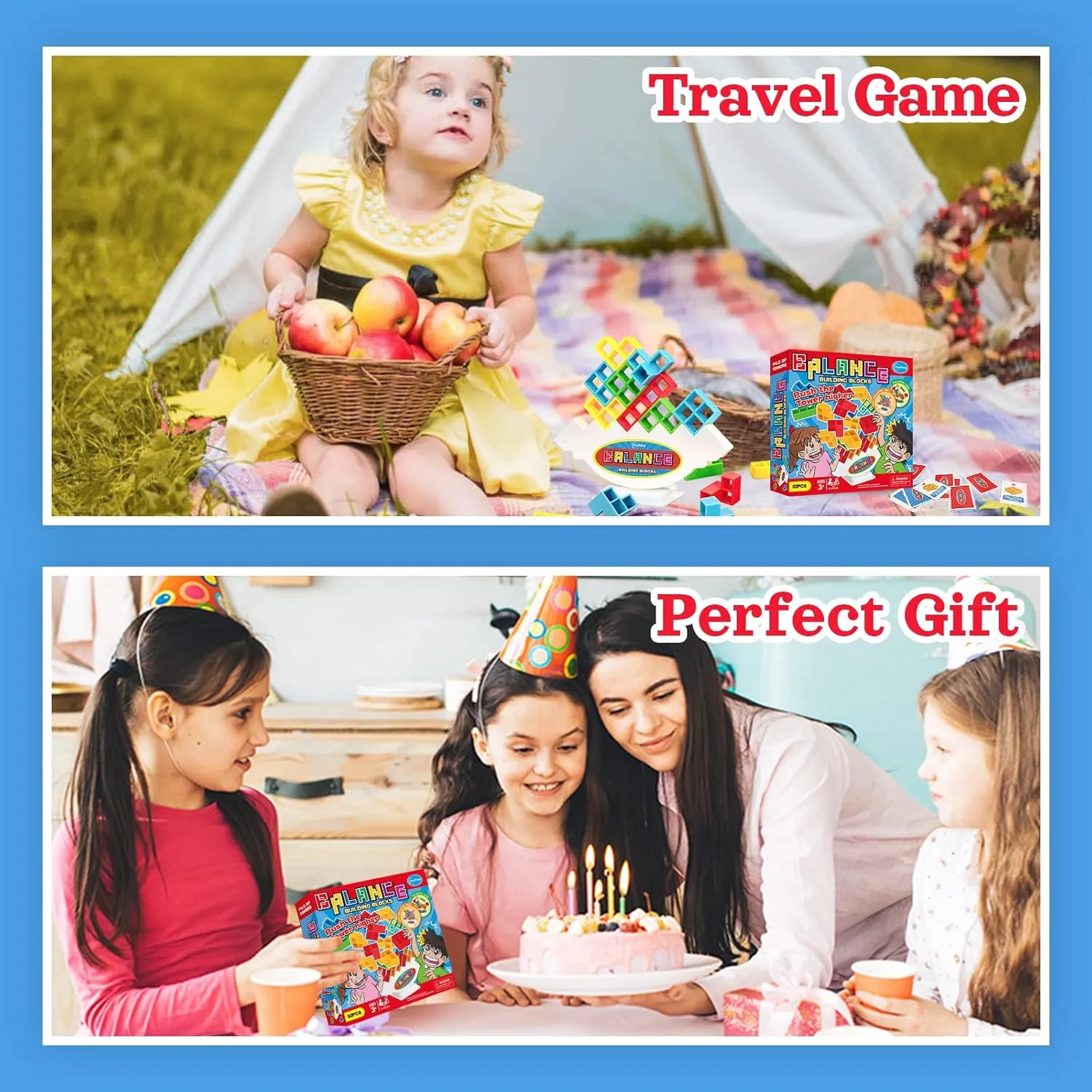 iYuePeng 32 Pcs Tetra Balance Tower Stacking Games Team Building Blocks Board Game for Kids & Adult, Drop The Pile of Tower STEM Toys for 2 Players, Family, Parties, Travel
