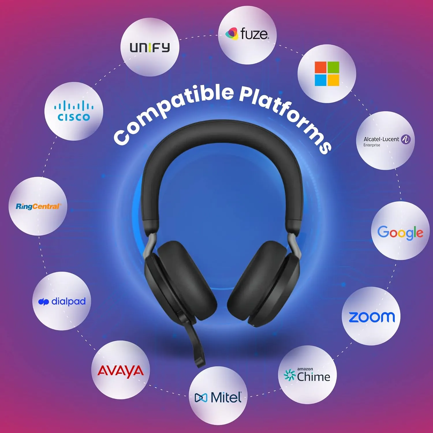 Jabra Evolve2 75 MS Wireless Headphones - Compatible with Zoom, Teams Webex, Phone Calls, 25 Hour Battery, USB-A Bluetooth Dongle for PC, Laptop, MAC, Mobile Wallet, Global Teck Gold Support Plan