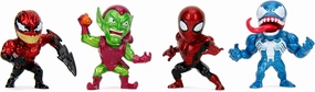 Jada Spider-Man Metalfigs 4-Pack – Collectible 2.5” Metal Figures – Spider-Man, Green Goblin, Toxin, Venom – Classic Marvel Heroes,