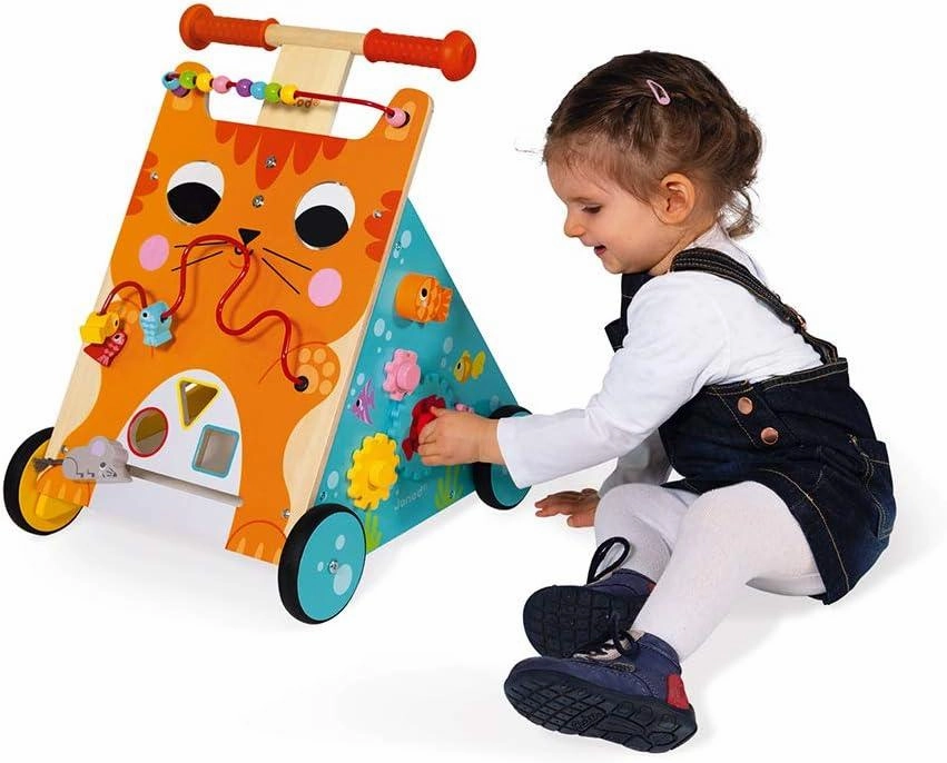 Janod Children Wooden Activity Baby Walker - Kitty Cat