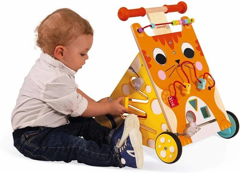 Janod Children Wooden Activity Baby Walker - Kitty Cat