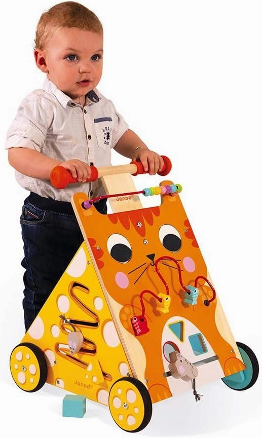 Janod Children Wooden Activity Baby Walker - Kitty Cat