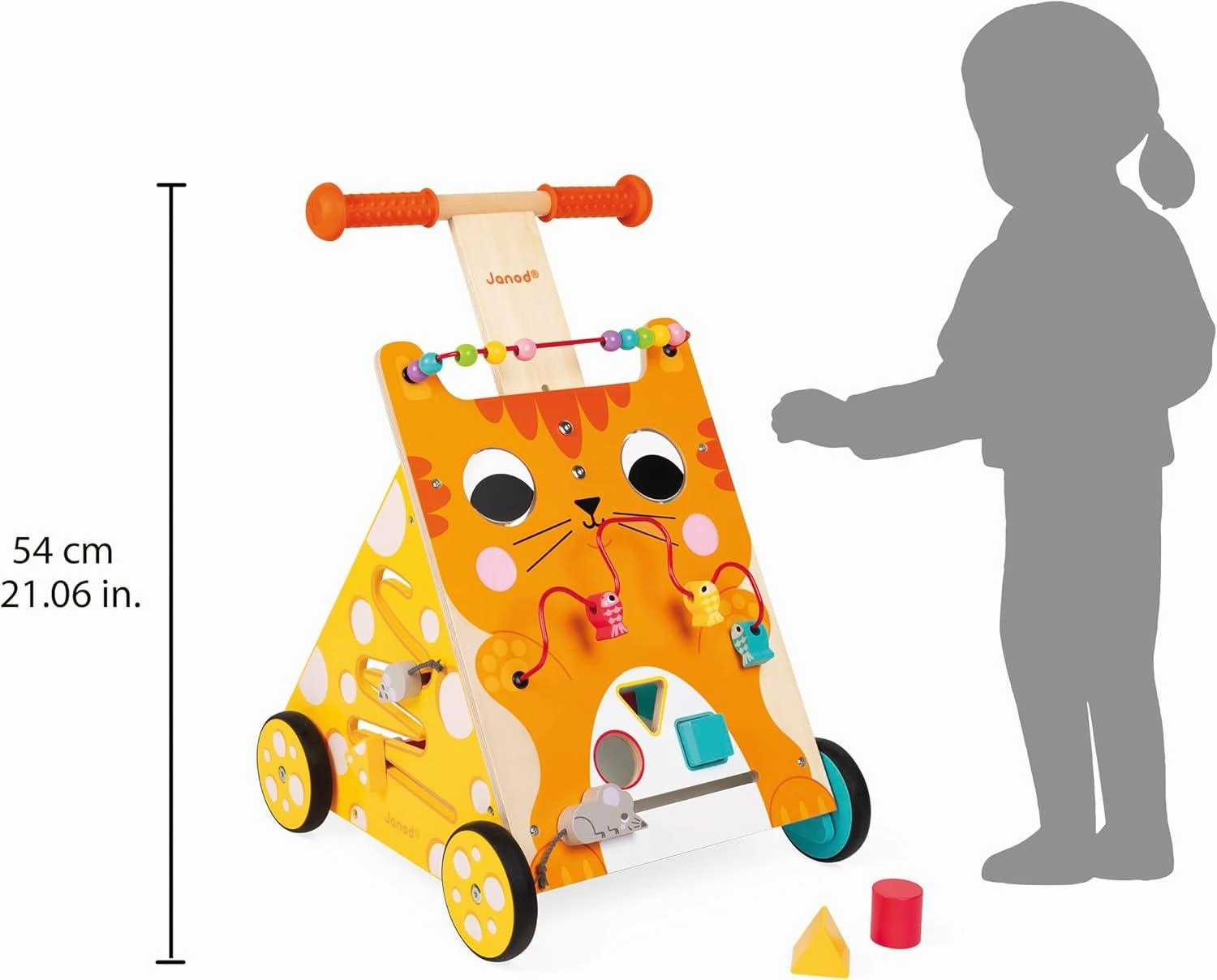 Janod Children Wooden Activity Baby Walker - Kitty Cat