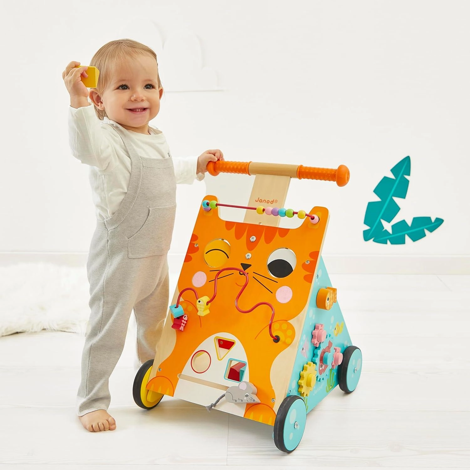 Janod Children Wooden Activity Baby Walker - Kitty Cat