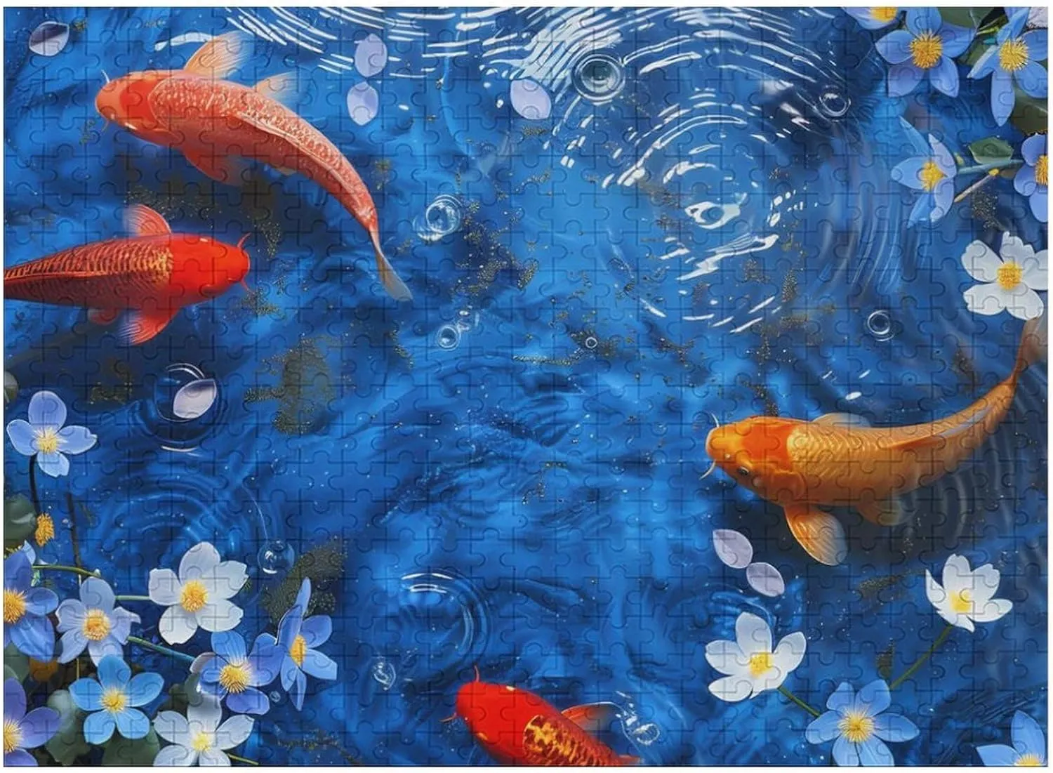 Japanese Fish Cherry Flowers Jigsaw Puzzles Funny Family Puzzles Challenging Game Toys Home Decoration Puzzle 500 PCS