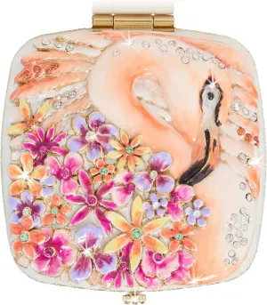 Jay Strongwater Lily Floral Flamingo Compact - SCB8090-256, Gold