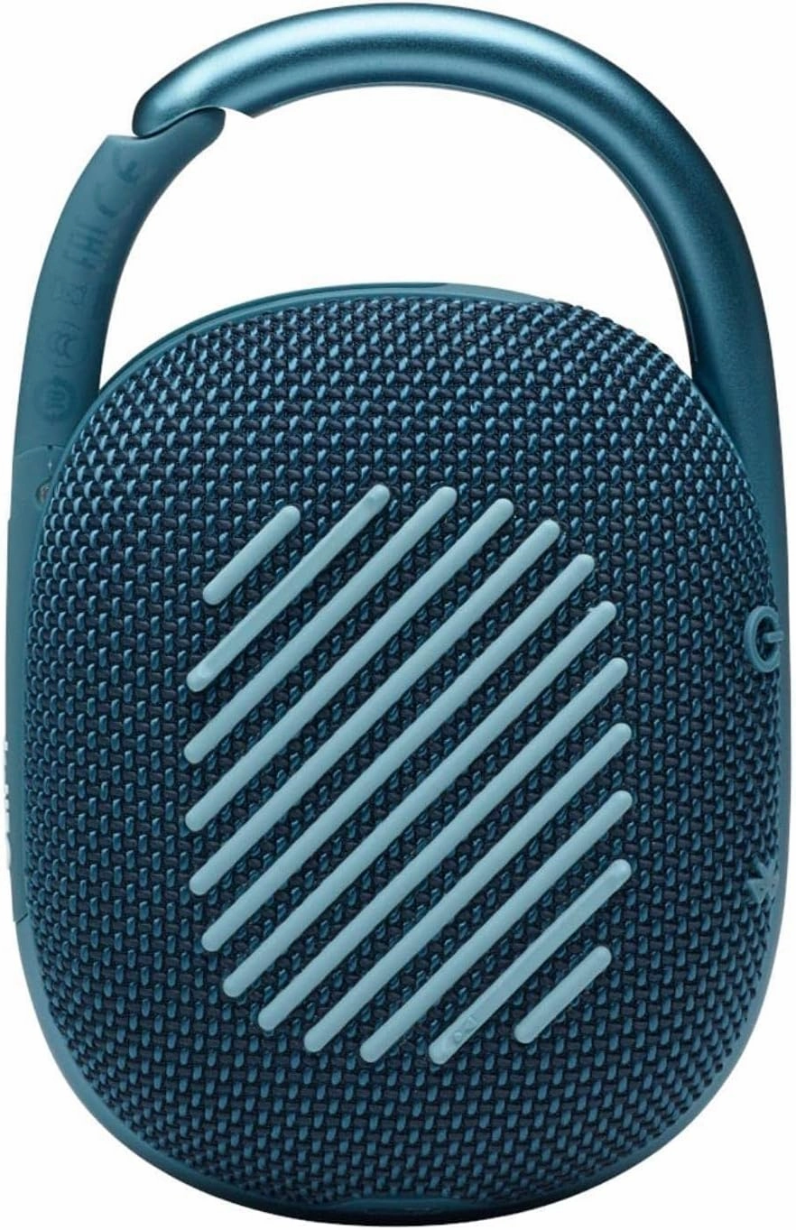 JBL Clip 4: Portable Speaker with Bluetooth, Built-in Battery, Waterproof and Dustproof Feature - Blue New (Renewed)