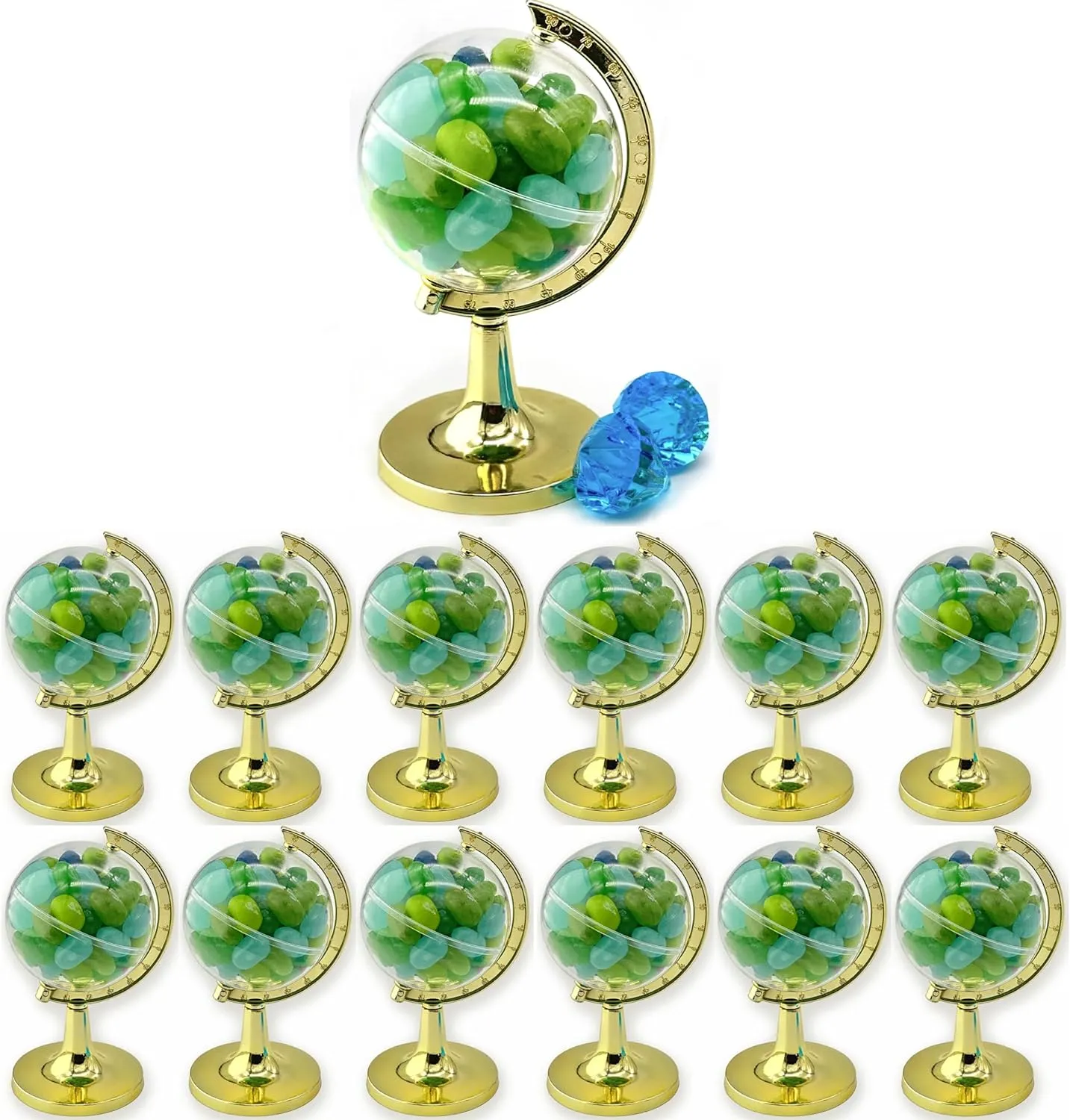 JC HUMMINGBIRD 24 Pieces Fillable Mini Gold Globe Party Favors (Assembly Required)