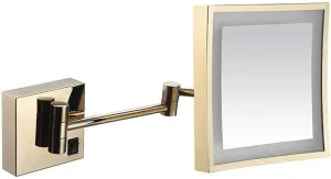 JCAKES Bathroom Shaving Mirror Wall Mounted USB Charge Makeup Mirror with Led Lights and 3X Magnification Single Side Square Vanity Mirror Extendable Built-in Lithium Battery 20X20Cm (Color : #2)