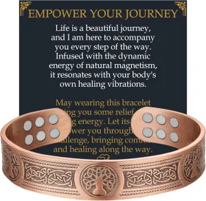 Jecanori Copper Bracelet for Men, 18X Strength Mens Magnetic Bracelets with 3,800 Gauss Magnets, 99.99% Pure Solid Copper Jewelry Gift