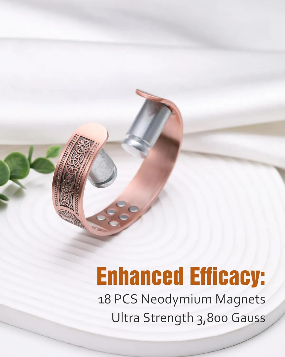 Jecanori Copper Bracelet for Men, 18X Strength Mens Magnetic Bracelets with 3,800 Gauss Magnets, 99.99% Pure Solid Copper Jewelry Gift