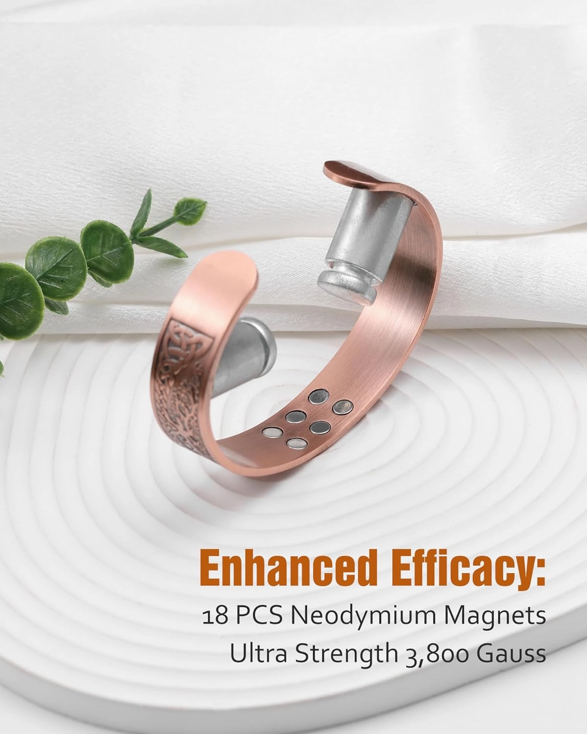 Jecanori Copper Bracelet for Men, 18X Strength Mens Magnetic Copper Bracelets for Pain Relief, 99.99% Pure Solid Copper Therapy Bracelet for Pain Relief