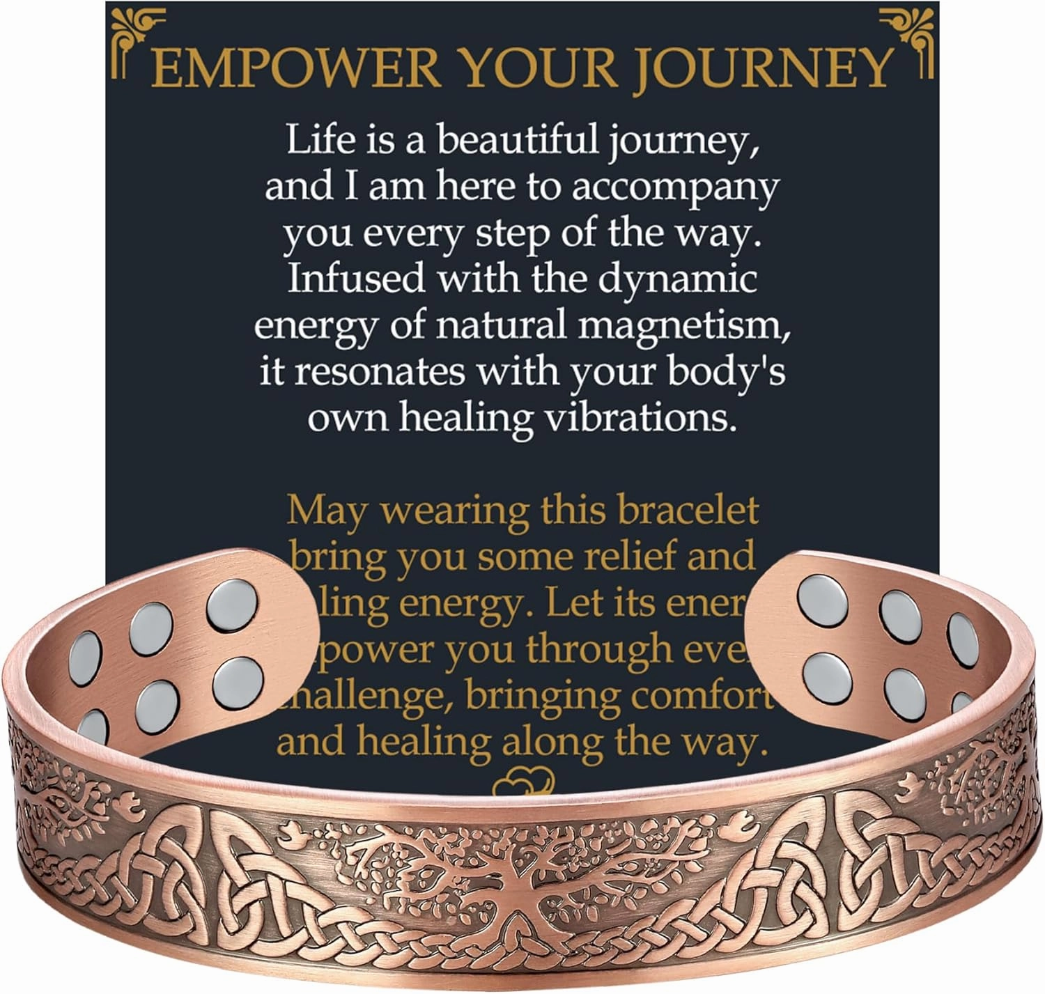 Jecanori Copper Bracelet for Men, 18X Strength Mens Magnetic Copper Bracelets for Pain Relief, 99.99% Pure Solid Copper Therapy Bracelet for Pain Relief