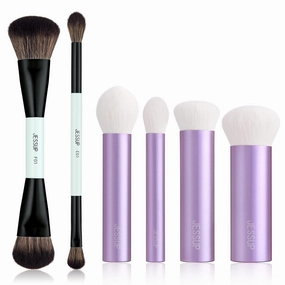 Jessup Makeup Brushes 2pcs Double Sided T502 Bundled with Face Kabuki Makeup Brushes Set T517
