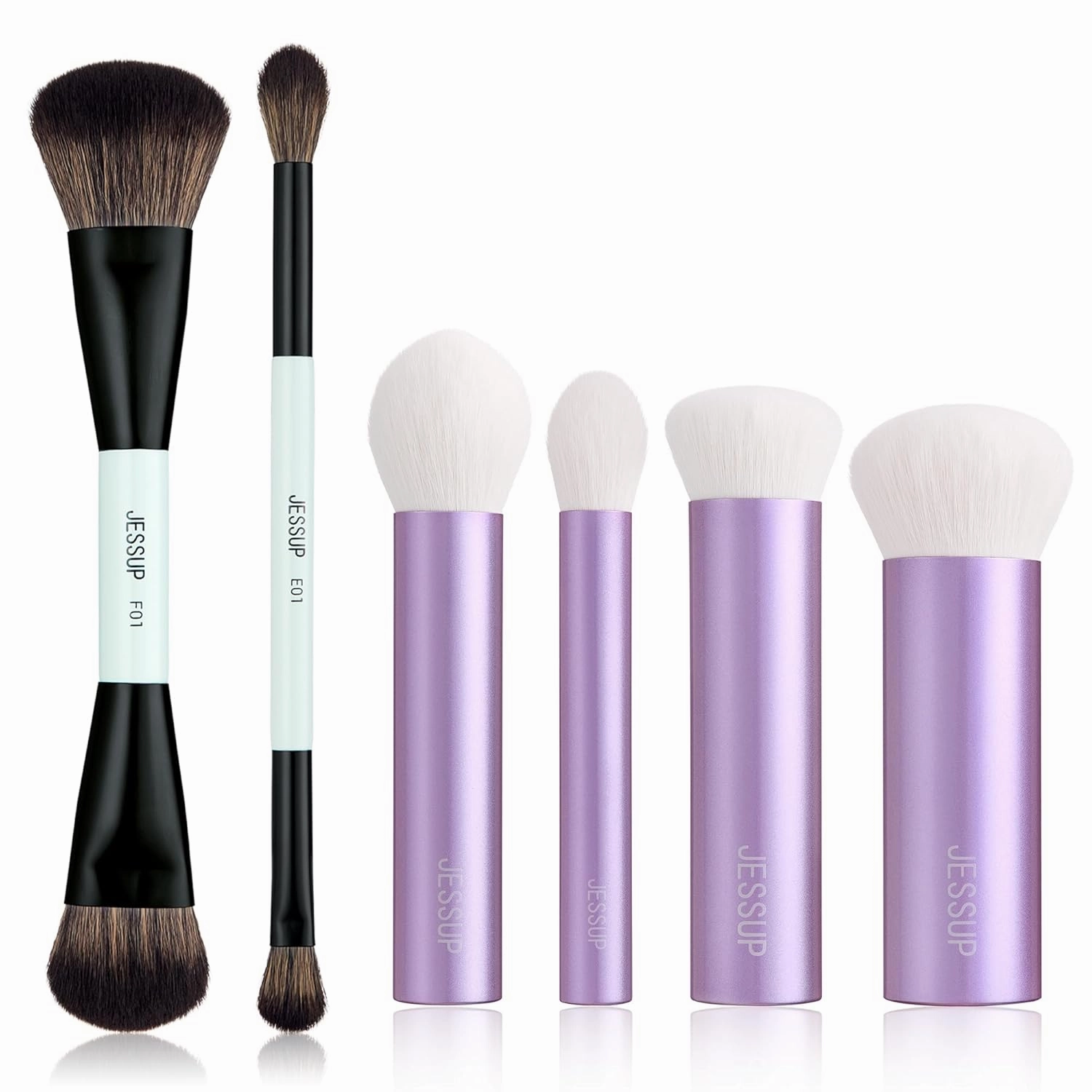 Jessup Makeup Brushes 2pcs Double Sided T502 Bundled with Face Kabuki Makeup Brushes Set T517