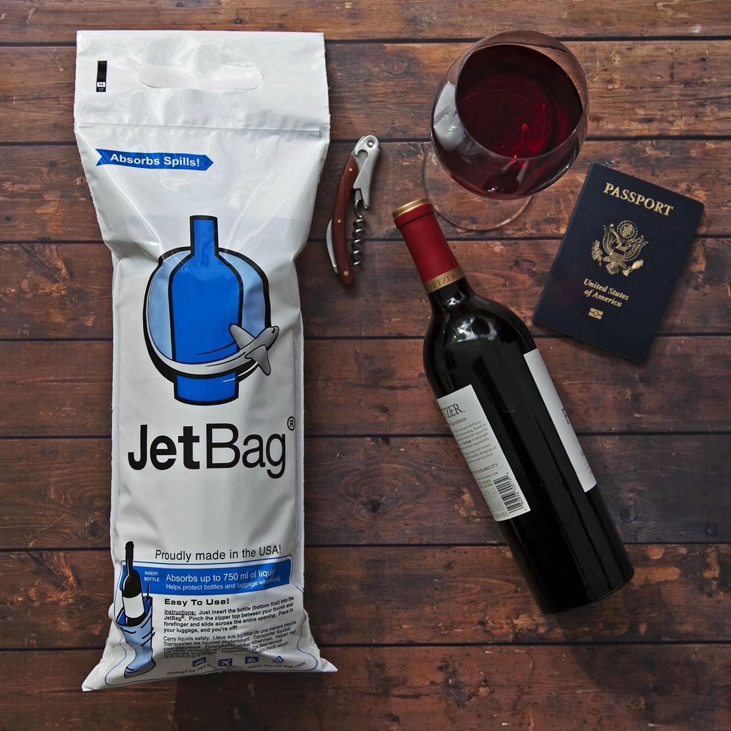 Jet Bag Mono - (Set of 3) The Original Reusable, Protective and Absorbent Bottle Bags for Wine, Growlers or other Liquids Made in the USA!,White