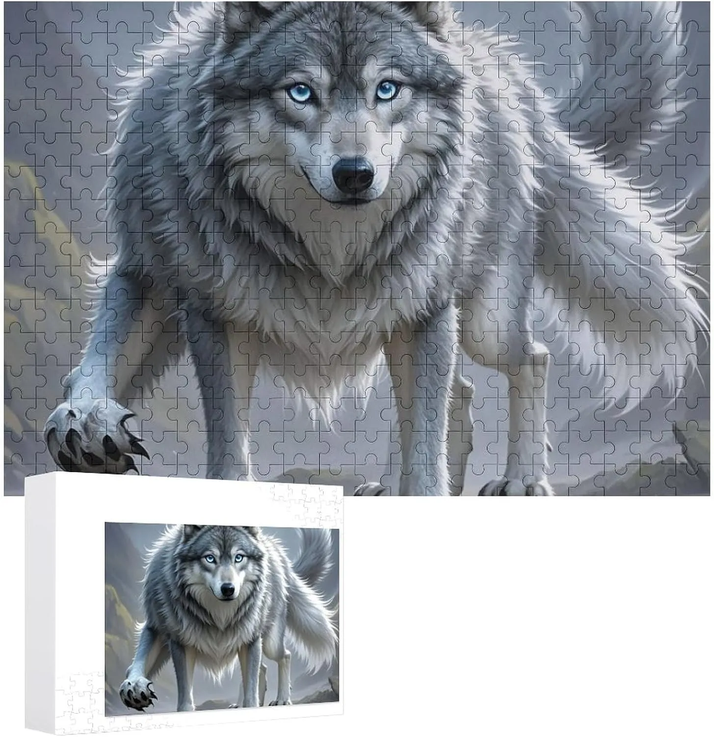 Jigsaw Puzzle from Photos 300/500/1000 Pieces Personalized Wooden Picture Puzzles Custom Puzzle from Pictures Fantasy Wolf Puzzles for Adults Family Birthday Valentine's Day Gifts