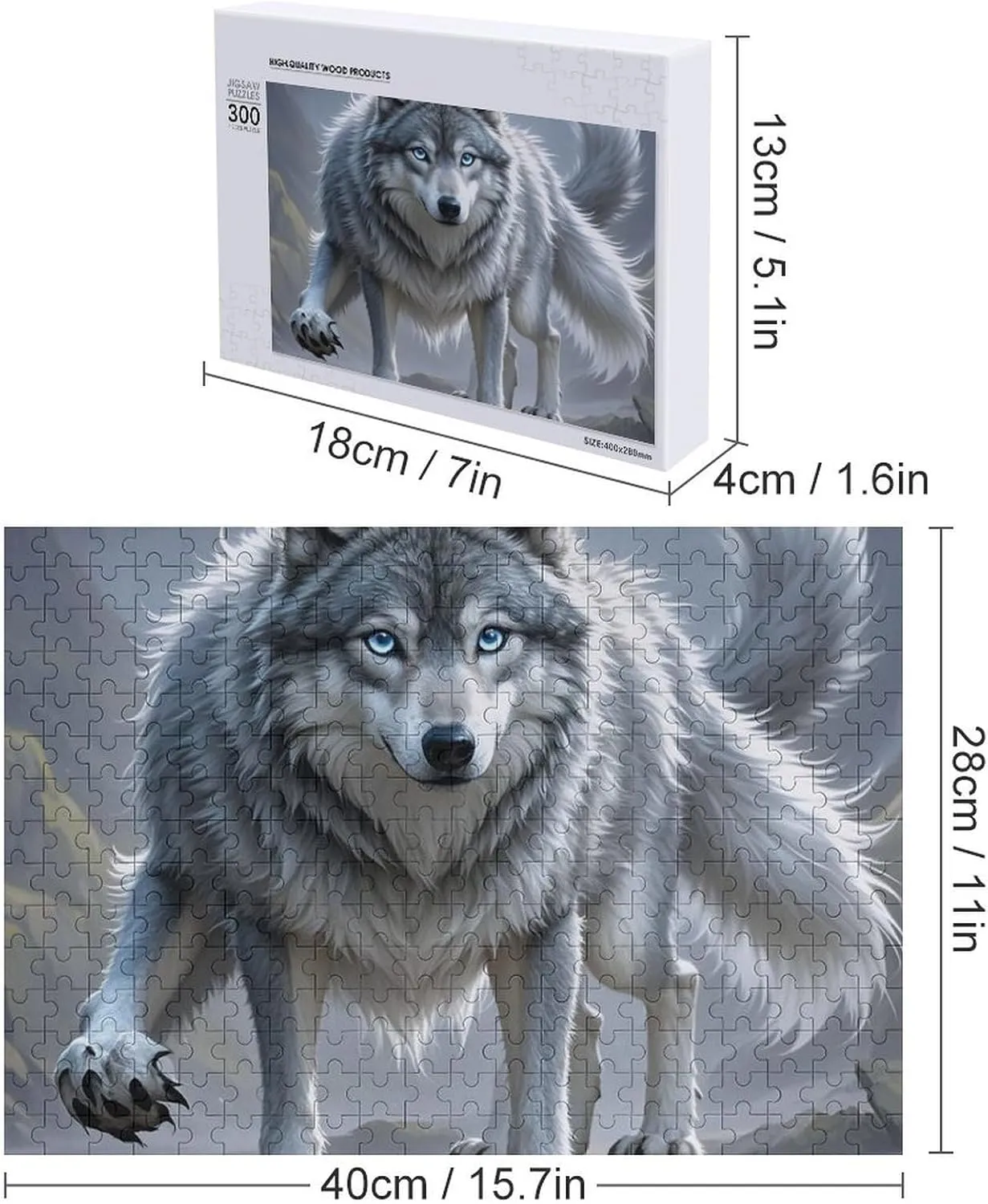 Jigsaw Puzzle from Photos 300/500/1000 Pieces Personalized Wooden Picture Puzzles Custom Puzzle from Pictures Fantasy Wolf Puzzles for Adults Family Birthday Valentine's Day Gifts