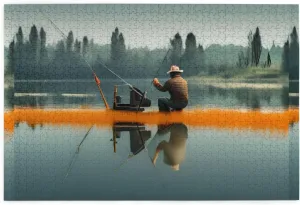 Jigsaw Puzzles1000 Piece Whjdpp Fishing Lake Fishermen Picture Educational Intellectual Wooden Puzzles, Fun Puzzles, Stress Relieving Game