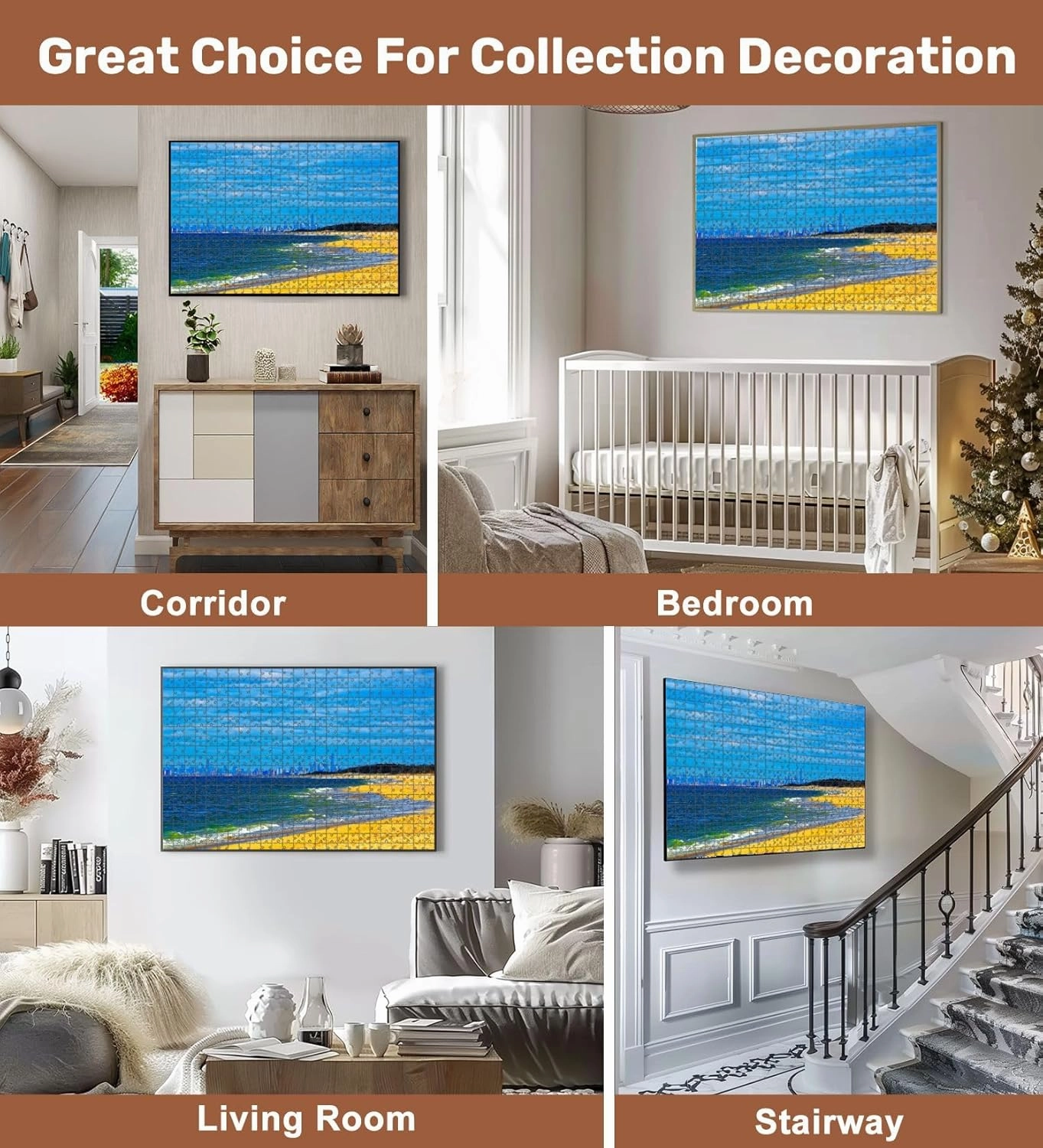 Jigsaw Puzzles 500 Pieces for Adult Atlantic Ocean Shore Sandy Hook View to NYC Reflex Puzzle Game for Family Wooden Puzzle Toy Educational Games Puzzles for Home Decor