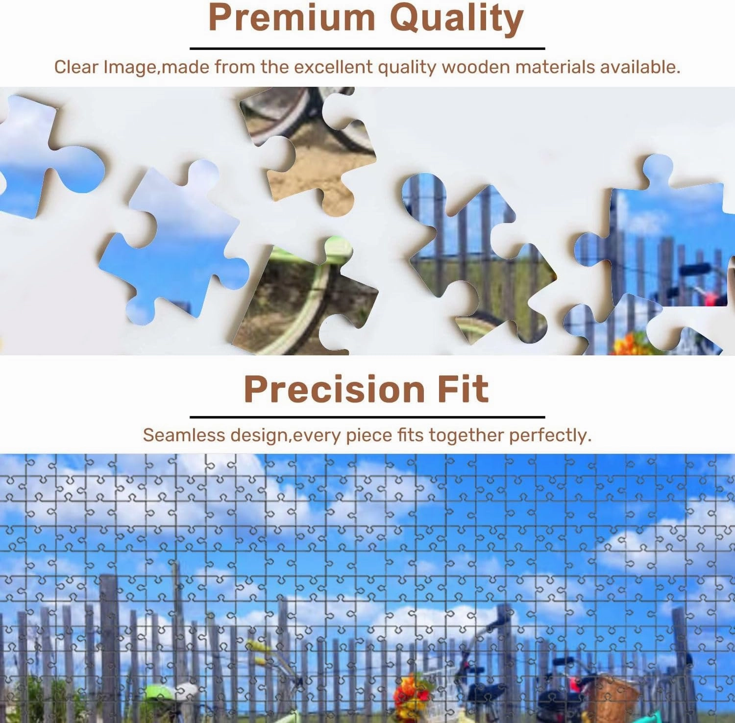 Jigsaw Puzzles 500 Pieces for Adult Beach Bikes Puzzle Game for Family Wooden Puzzle Toy Educational Games Puzzles for Home Decor