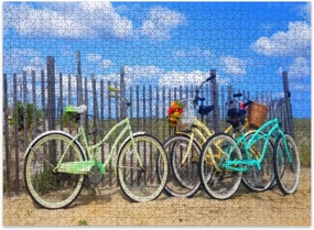 Jigsaw Puzzles 500 Pieces for Adult Beach Bikes Puzzle Game for Family Wooden Puzzle Toy Educational Games Puzzles for Home Decor