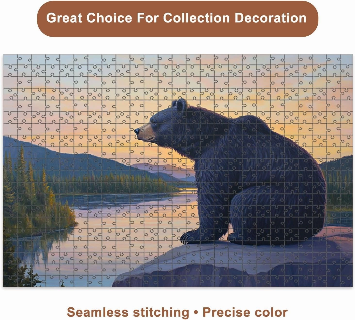 Jigsaw Puzzles 500 Pieces for Adult Bear Southwestern Cabin Forest Mountain Rustic Farmhouse Sunset River Puzzle Game for Family Wooden Puzzle Toy Educational Games Puzzles for Home Decor