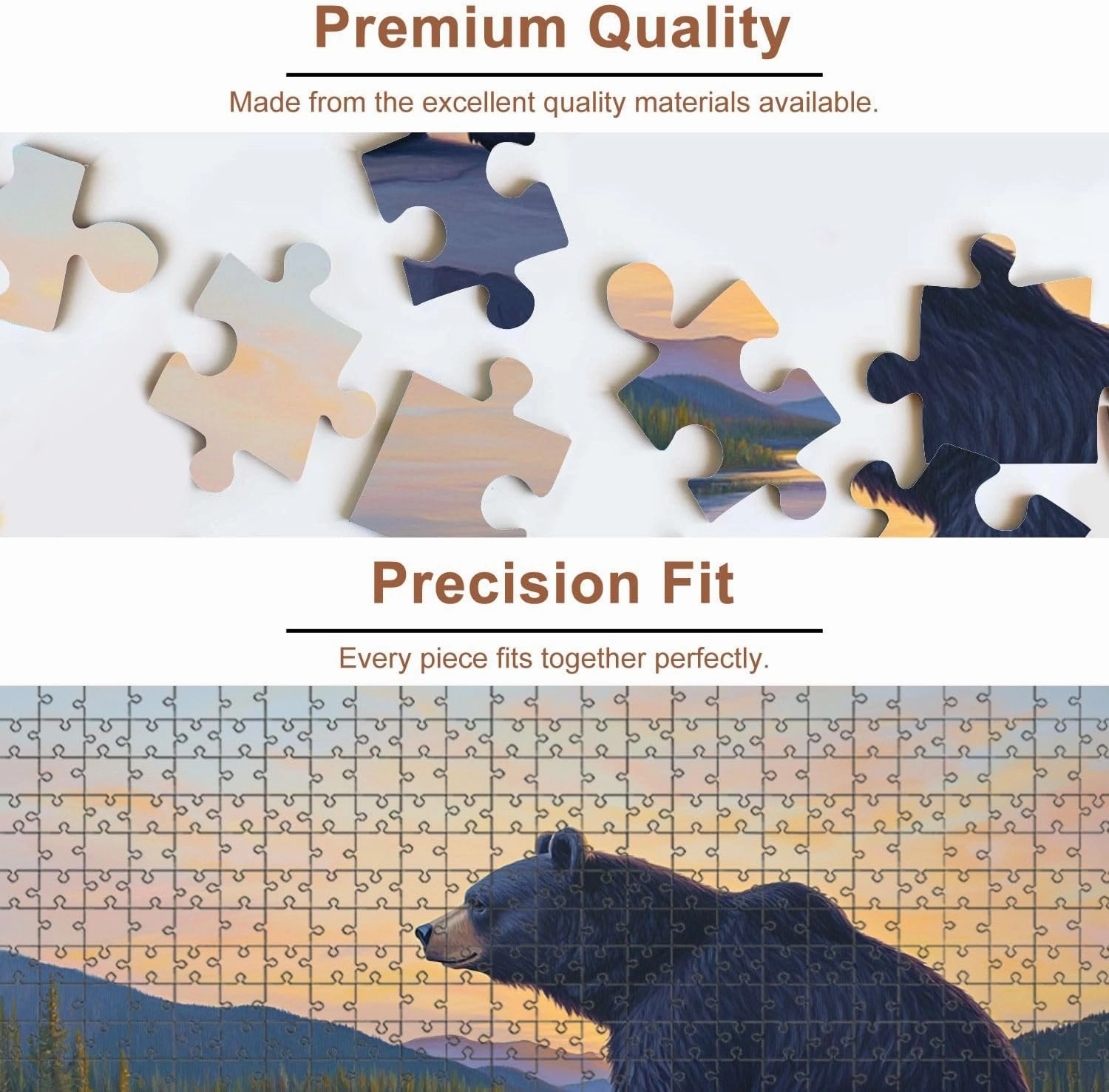 Jigsaw Puzzles 500 Pieces for Adult Bear Southwestern Cabin Forest Mountain Rustic Farmhouse Sunset River Puzzle Game for Family Wooden Puzzle Toy Educational Games Puzzles for Home Decor