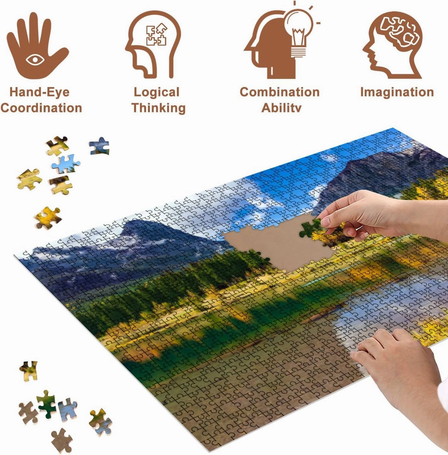 Jigsaw Puzzles 500 Pieces for Adult Smooth Water Lake Puzzle Game for Family Wooden Puzzle Toy Educational Games Puzzles for Home Decor
