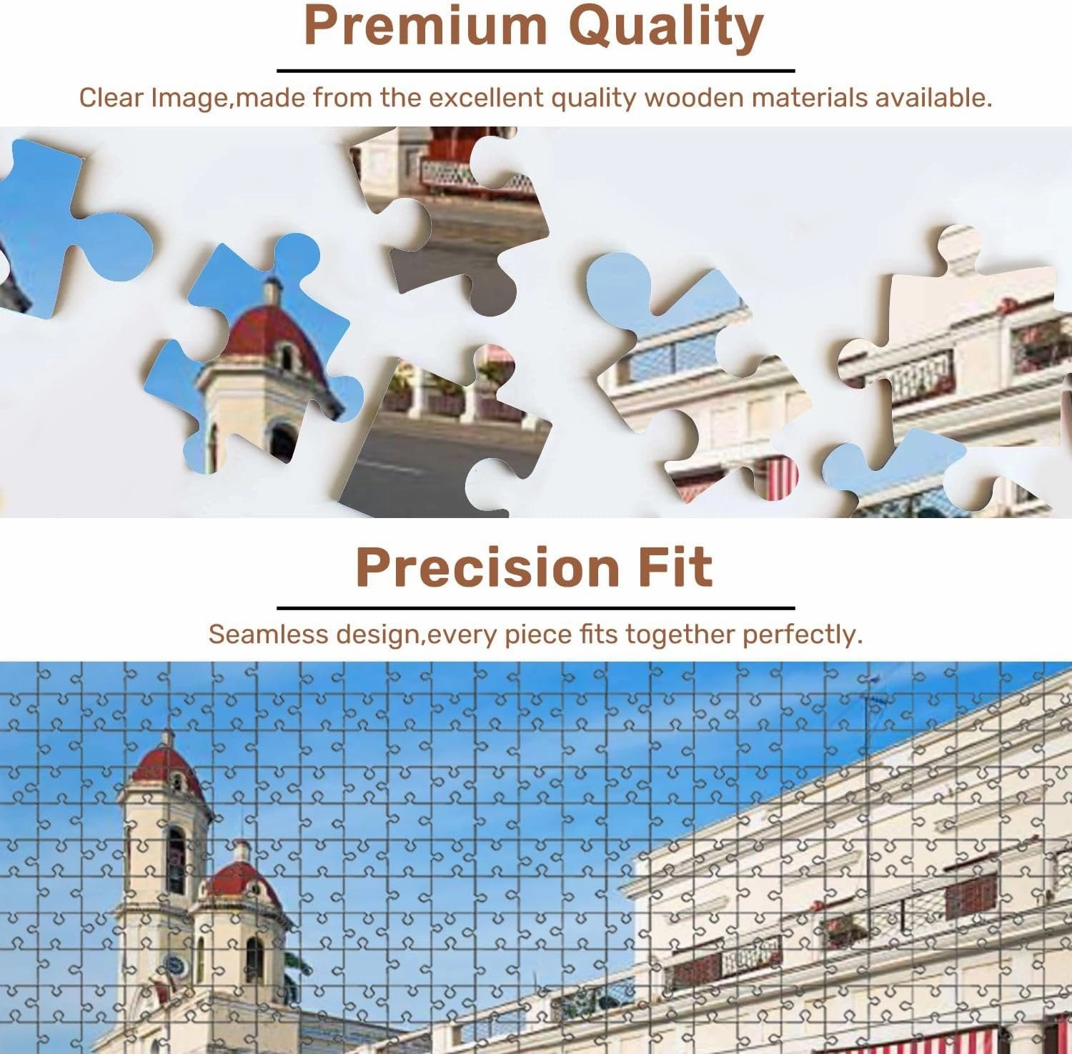 Jigsaw Puzzles 500 Pieces for Adult View Cathedral Cienfuegos Cuba Puzzle Game for Family Wooden Puzzle Toy Educational Games Puzzles for Home Decor