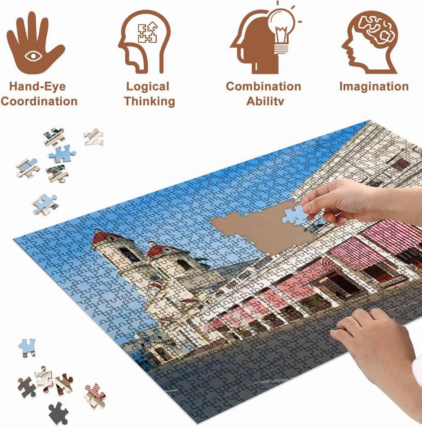 Jigsaw Puzzles 500 Pieces for Adult View Cathedral Cienfuegos Cuba Puzzle Game for Family Wooden Puzzle Toy Educational Games Puzzles for Home Decor