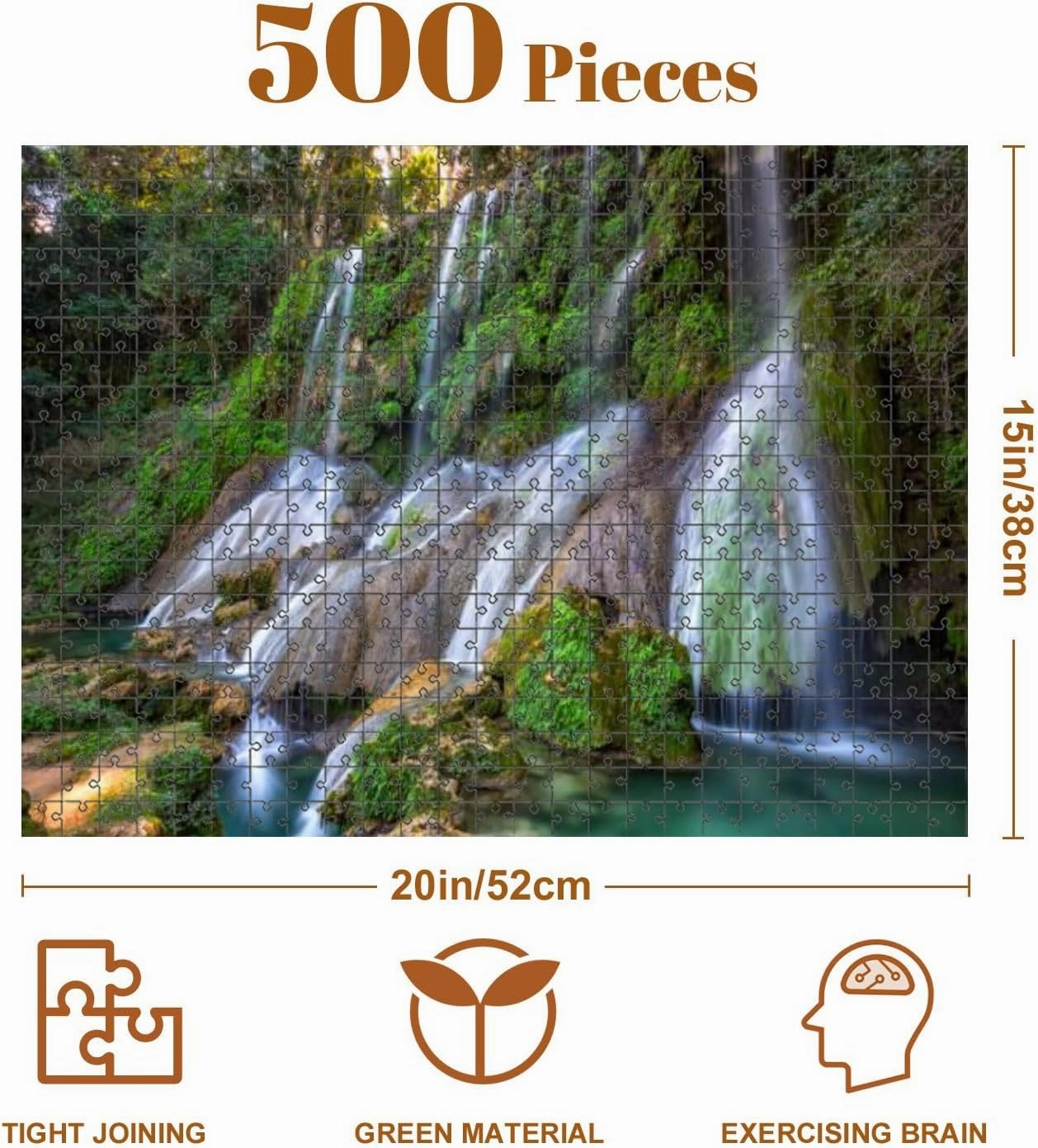 Jigsaw Puzzles 500 Pieces for Adult Waterfalls Niche Puzzle Game for Family Wooden Puzzle Toy Educational Games Puzzles for Home Decor