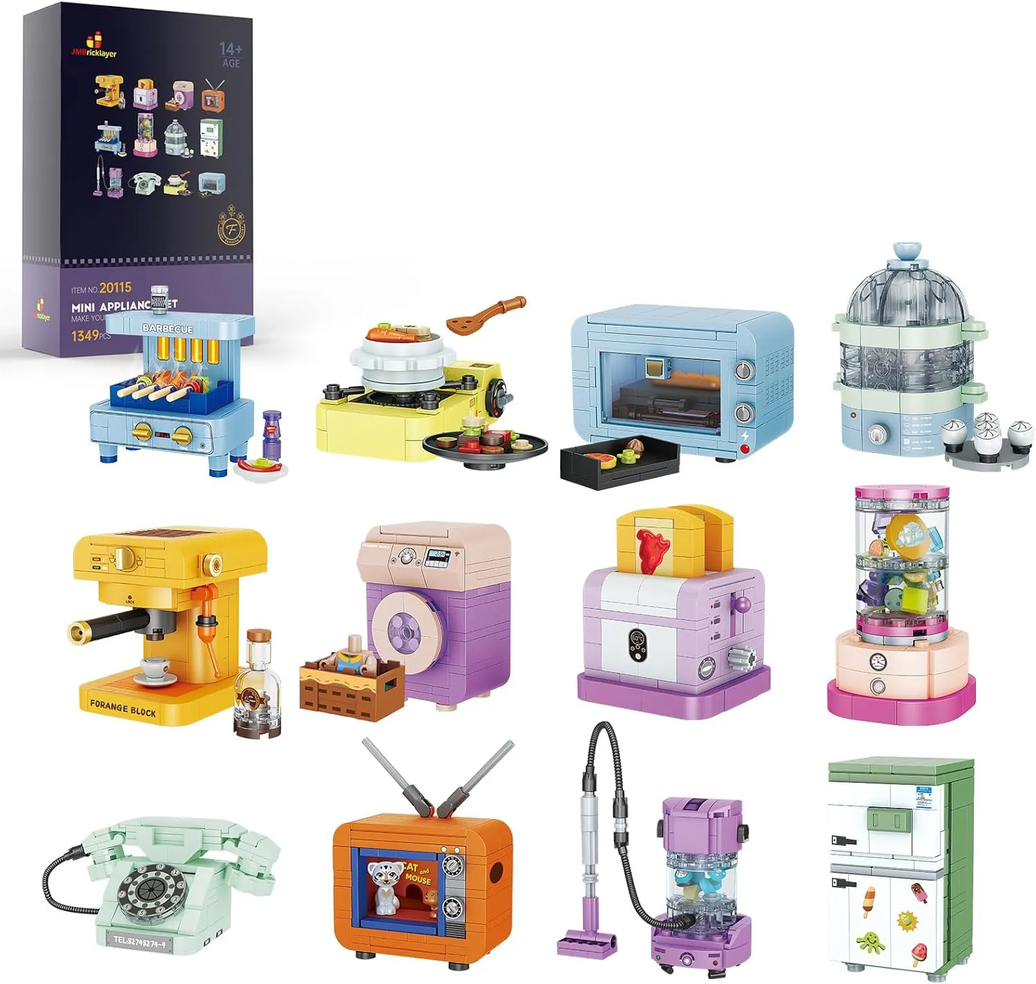JMBricklayer Building Set, 12PCS Mini Electric Appliances Friends Sets, Party Favors STEM Puzzle Educational Blocks Toys, Birthday Gifts for Kids, Boys, Girls