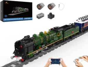 JMBricklayer Train Set for Adults 51105, RC City Train Building Toy with Train Tracks, Lighting Steam Locomotive Model Kit for Display or Collection, Gift for Boys 14  and World Railways Series Fans